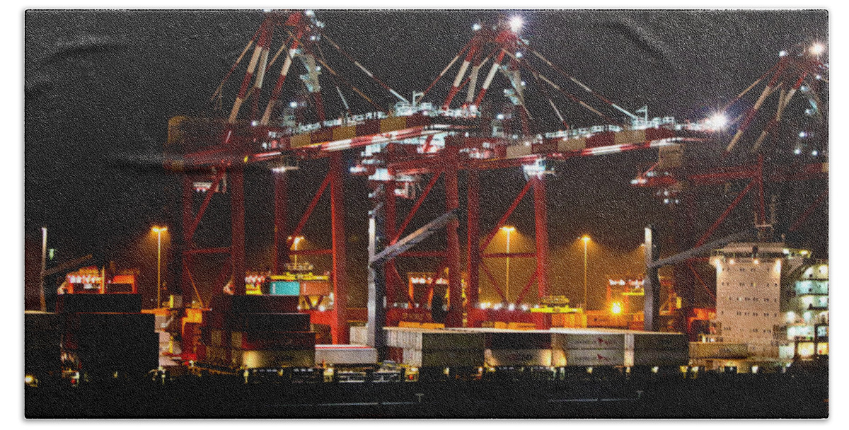 Callao Bath Towel featuring the photograph Shipyards Callao Port Lima Peru by Kurt Van Wagner