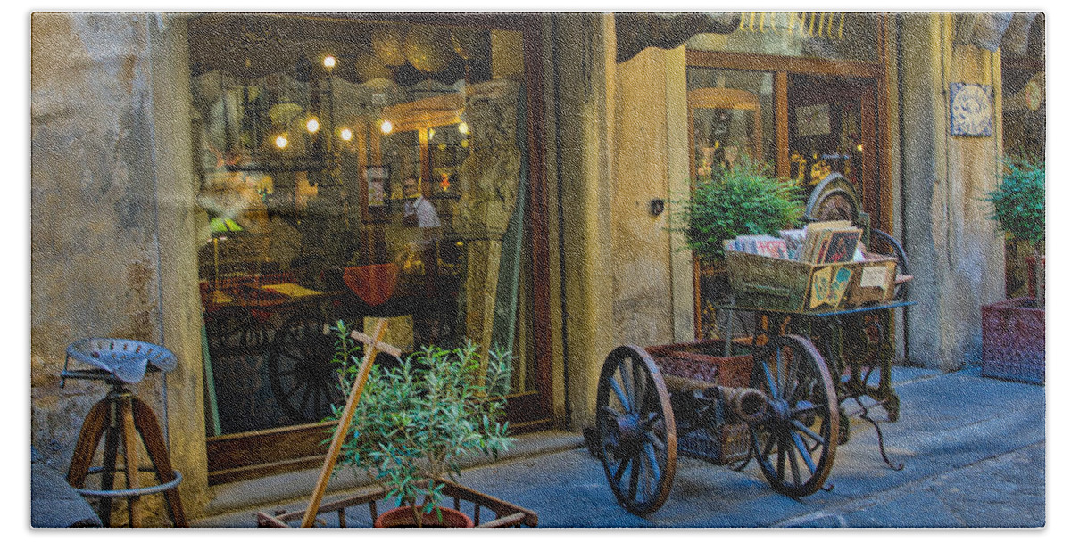Italy Bath Towel featuring the photograph Shop in Cortona Italy by Weir Here And There