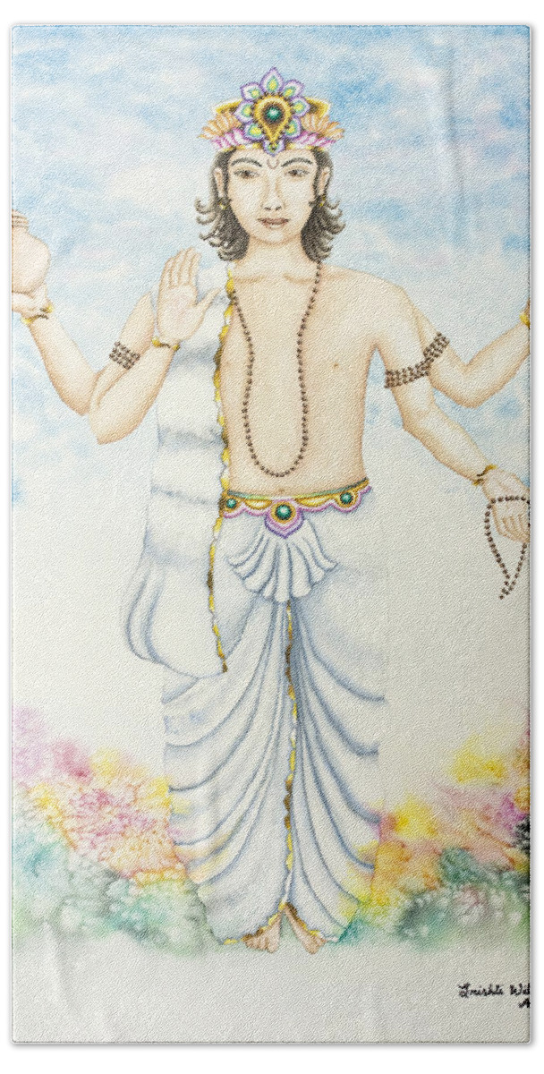 Vedic Astrology Bath Towel featuring the painting Shukra Venus by Srishti Wilhelm