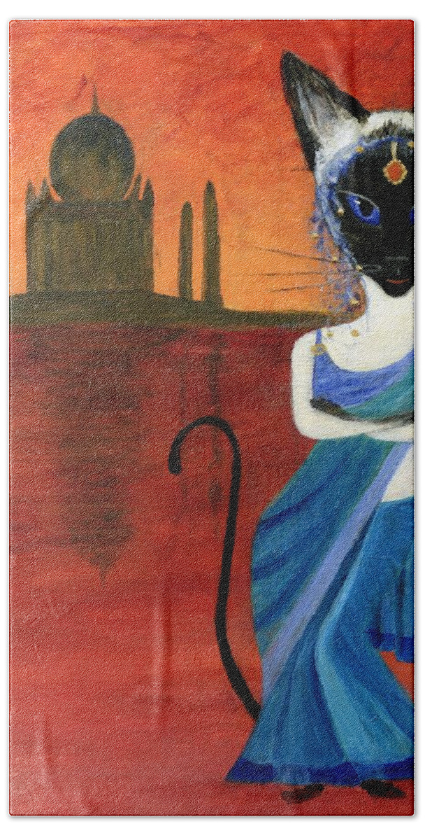 Siamese Bath Towel featuring the painting Siamese Queen of India by Jamie Frier