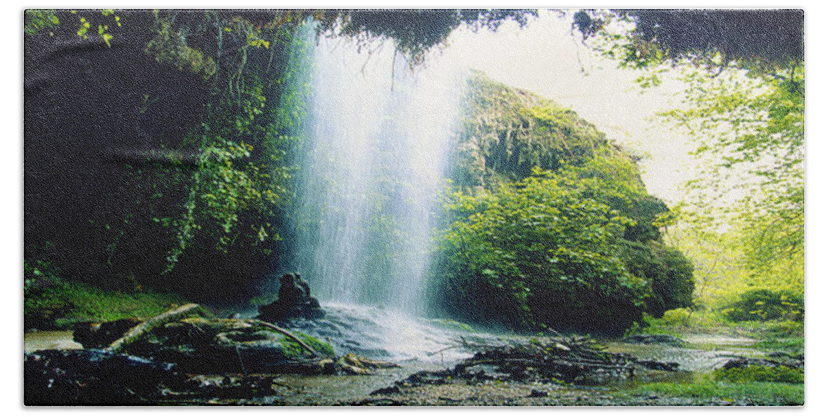 Rossidis Bath Towel featuring the photograph Sidirokastro waterfalls by George Rossidis
