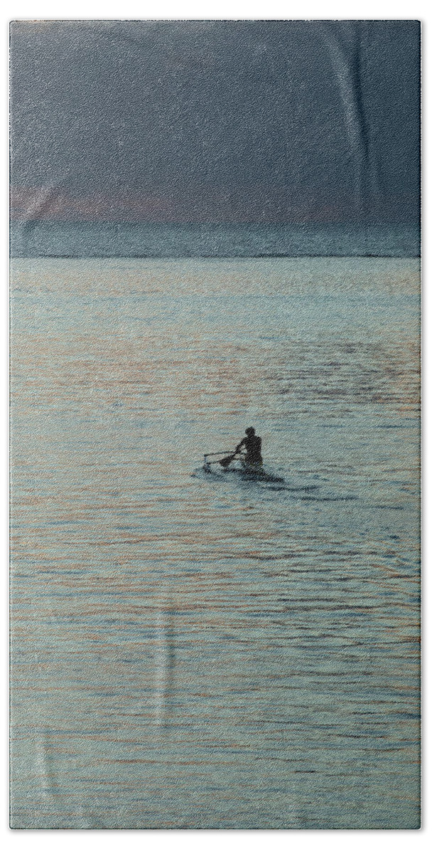Photography Hand Towel featuring the photograph Silhouette Of A Person Driving Jet Ski by Panoramic Images