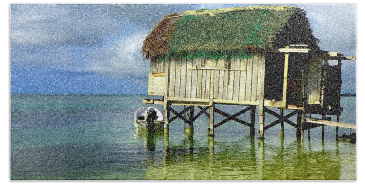 Fishing Shacks Hand Towel featuring the photograph Simple Solitude by Karen Wiles