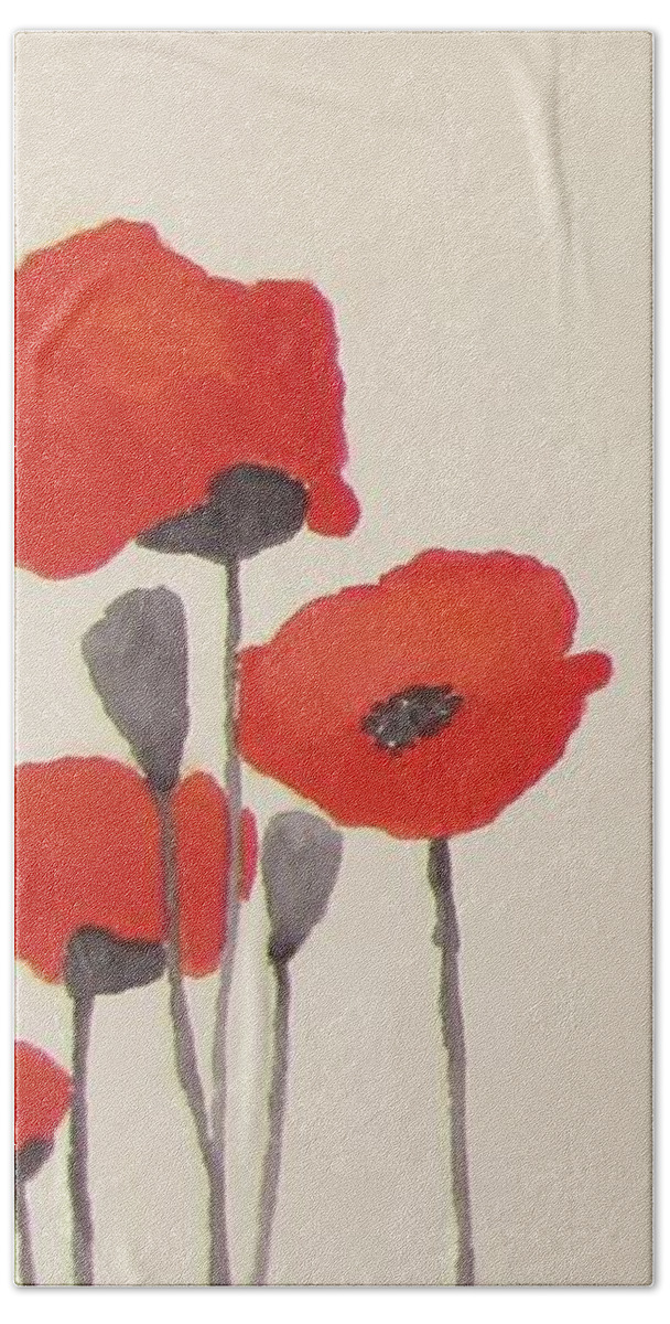 Floral Hand Towel featuring the painting Simply Poppies 1 by Elvira Ingram