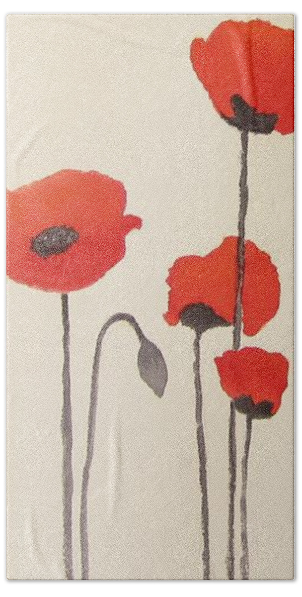 Floral Bath Towel featuring the painting Simply Poppies 2. by Elvira Ingram