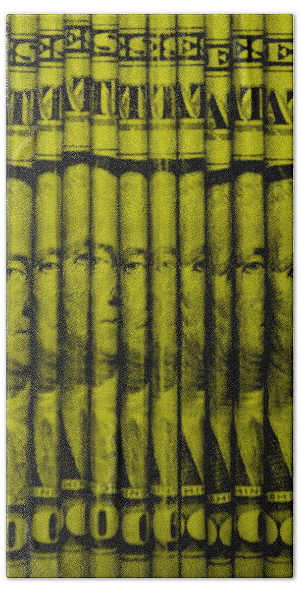Money Bath Towel featuring the photograph SINGLES in YELLOW by Rob Hans