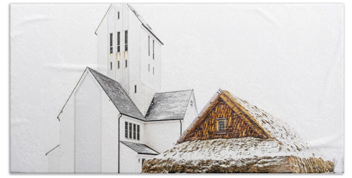 Ancient Hand Towel featuring the photograph Skalholt Church by Maria Coulson