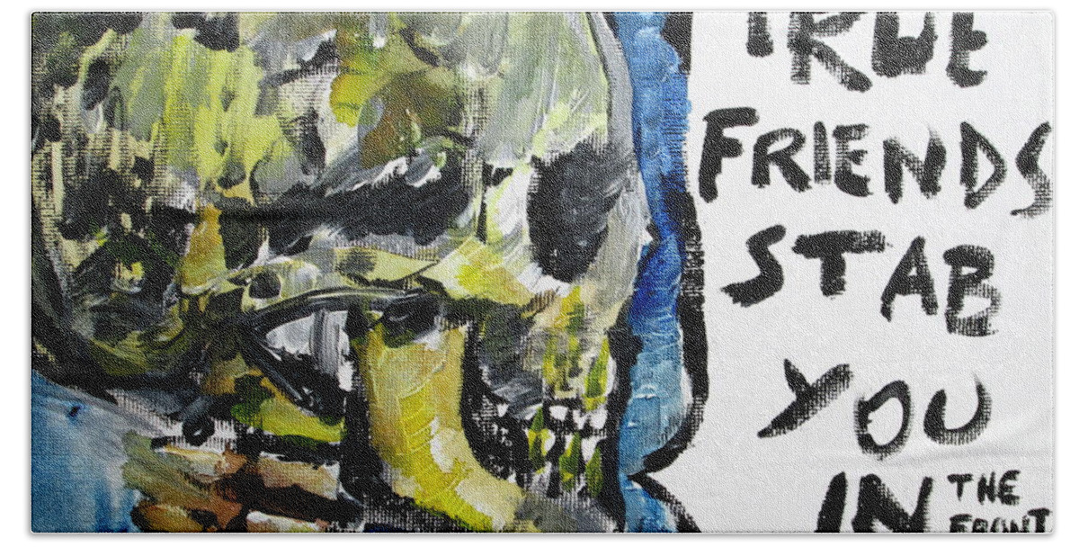 Skull Bath Sheet featuring the painting SKULL quoting OSCAR WILDE.2 by Fabrizio Cassetta