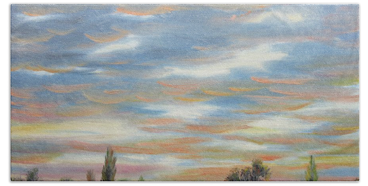 Landscapes Hand Towel featuring the painting Sky by Vesna Martinjak