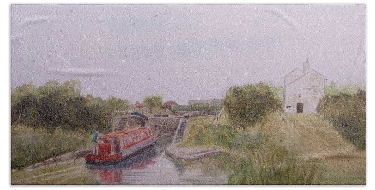 Impressionism Bath Towel featuring the painting Slapton Lock by Martin Howard