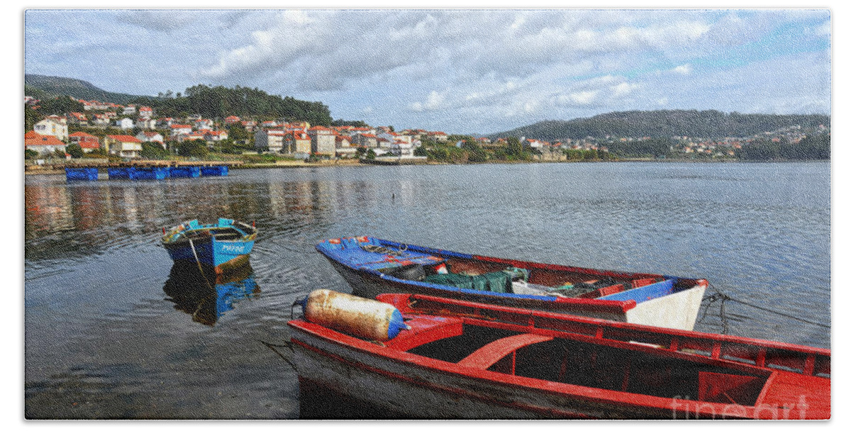 Boat Bath Towel featuring the photograph Small boats in Galicia by RicardMN Photography