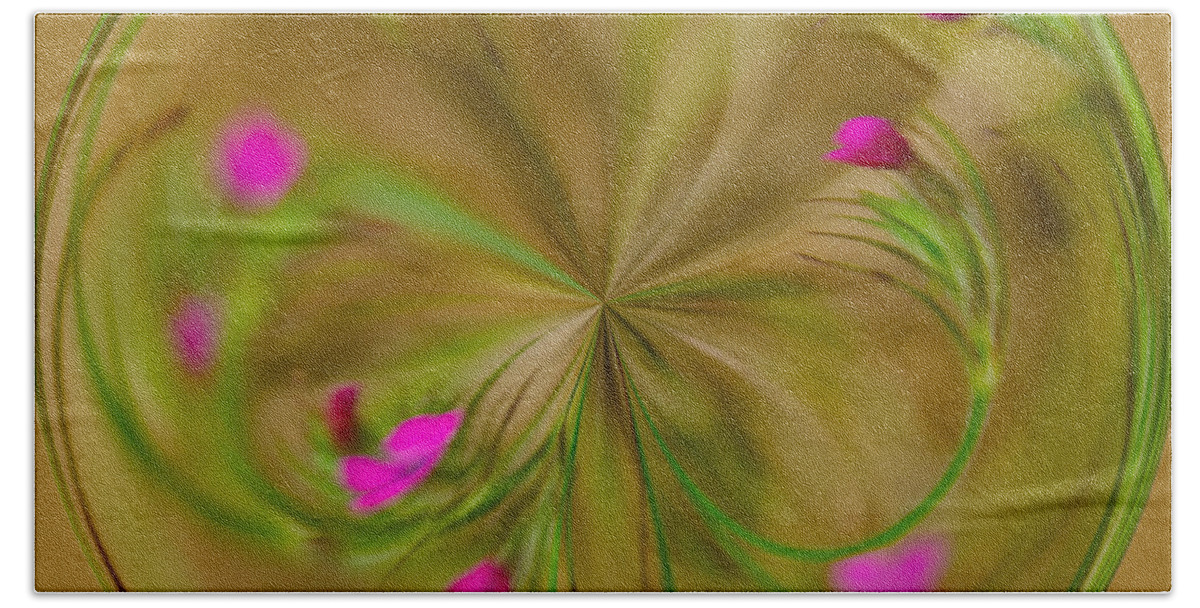 Green Bath Towel featuring the photograph Small pink buds by Tikvah's Hope