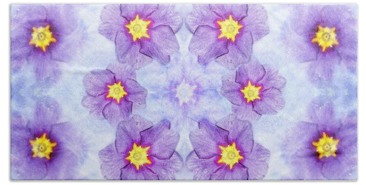 Primrose Bath Towel featuring the photograph Small Purple Flowers - Light by Belinda Greb