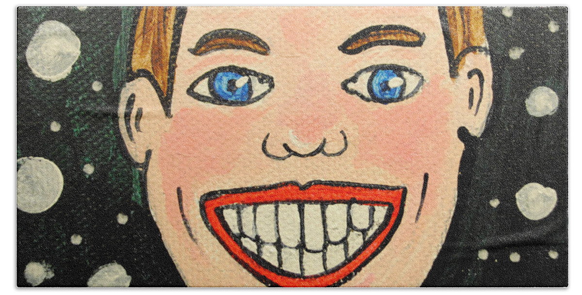 Asbury Park Bath Towel featuring the painting Smiling Boy by Patricia Arroyo