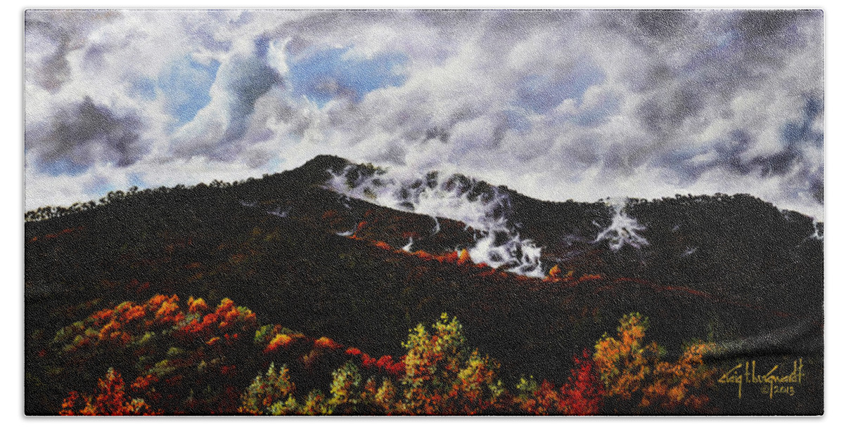 Smoky Mountains Bath Towel featuring the painting Smoky Mountain Angel Hair by Craig Burgwardt
