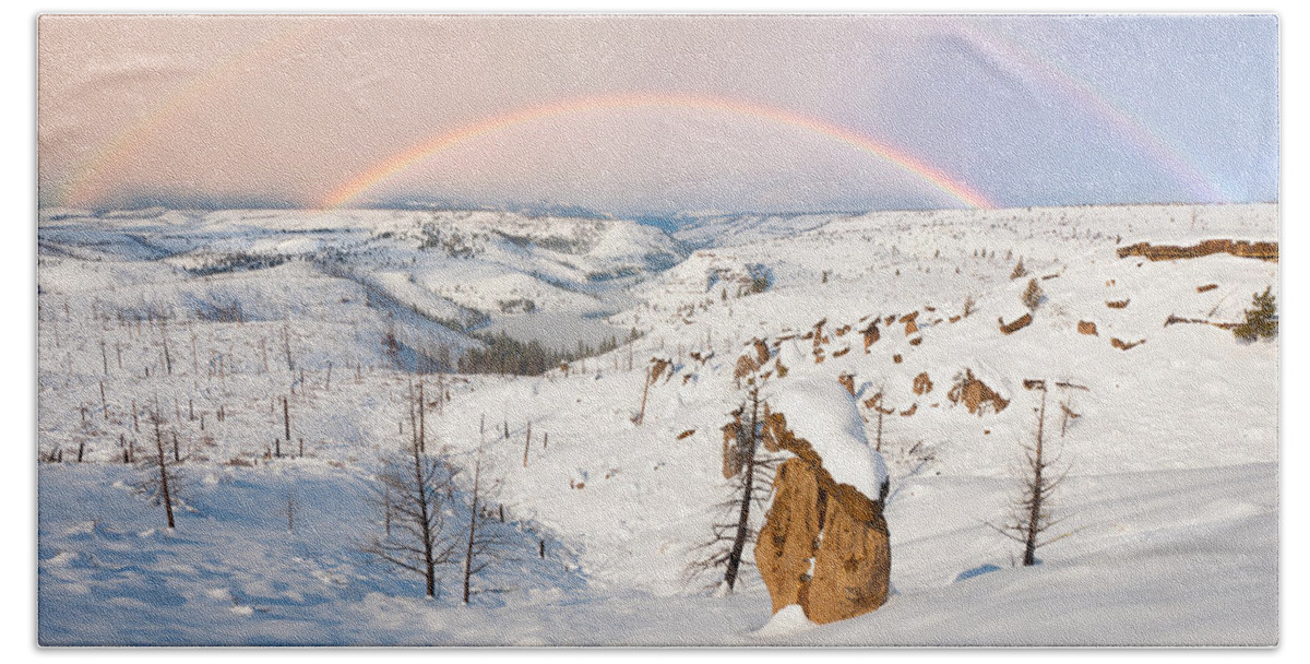 Oregon Bath Towel featuring the photograph Snow Capped Hoodoo's by Andrew Kumler