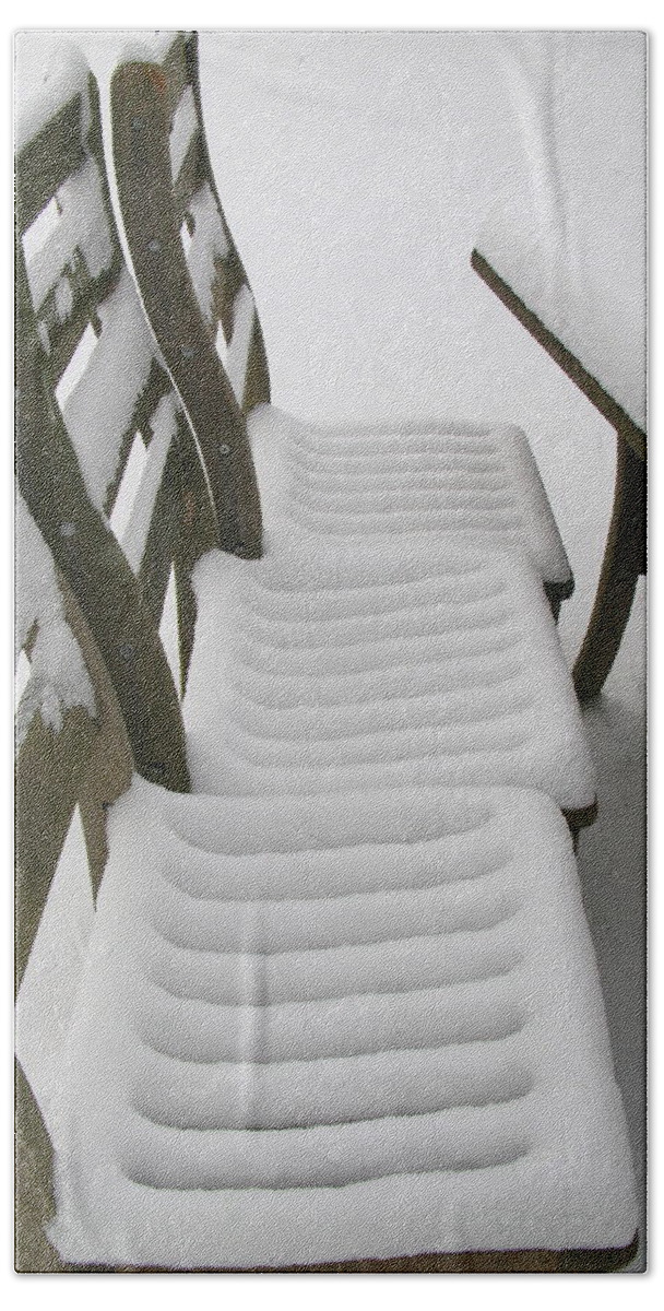 Snow Bath Towel featuring the photograph Snow Seat by Maria Joy