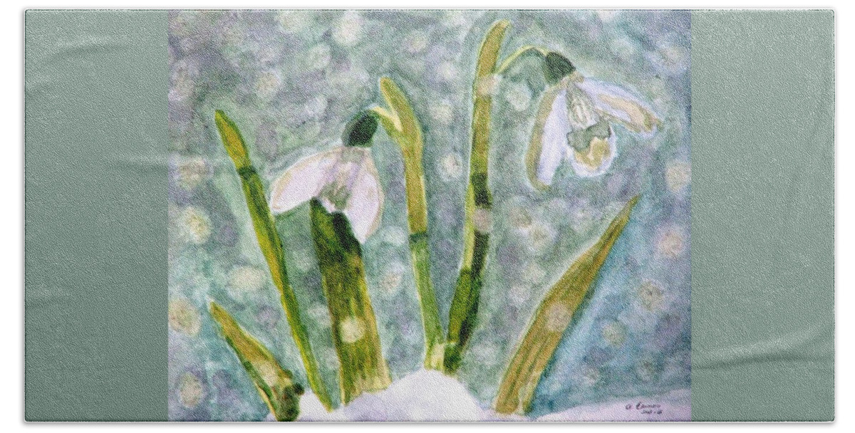 Snowdrops Hand Towel featuring the photograph Snowdrops A Promise Of Spring by Angela Davies