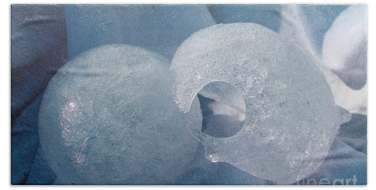 Still Life Bath Towel featuring the photograph Soft Blue Ice Still Life by Nina Silver