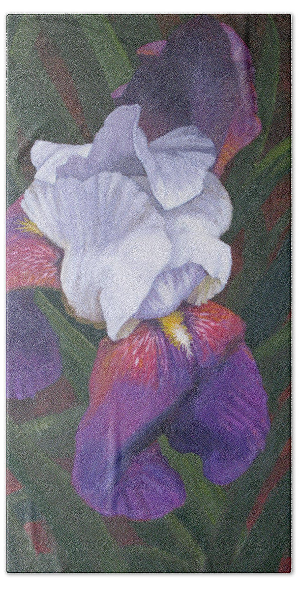 Iris Bath Towel featuring the painting Soft Violet by Don Morgan