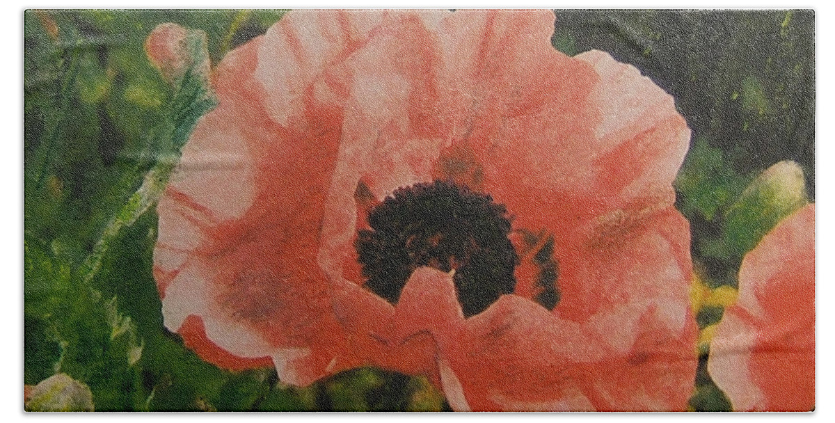 Poppy Hand Towel featuring the painting Solo POPPY by Richard James Digance