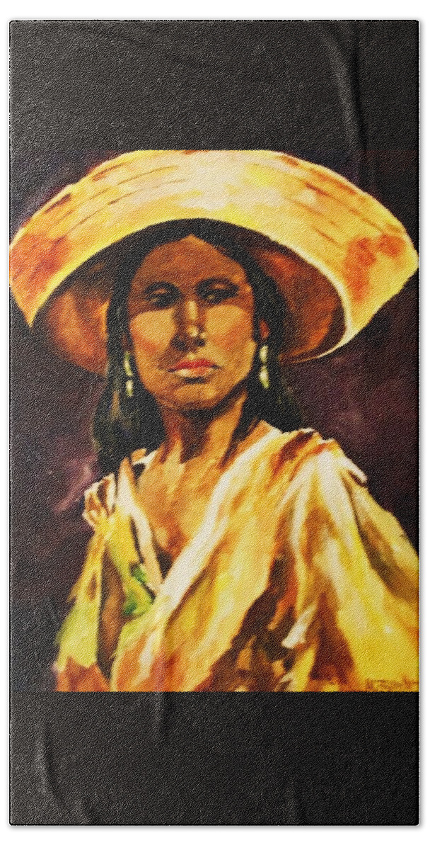 Portraits Hand Towel featuring the painting Sombrero by Al Brown