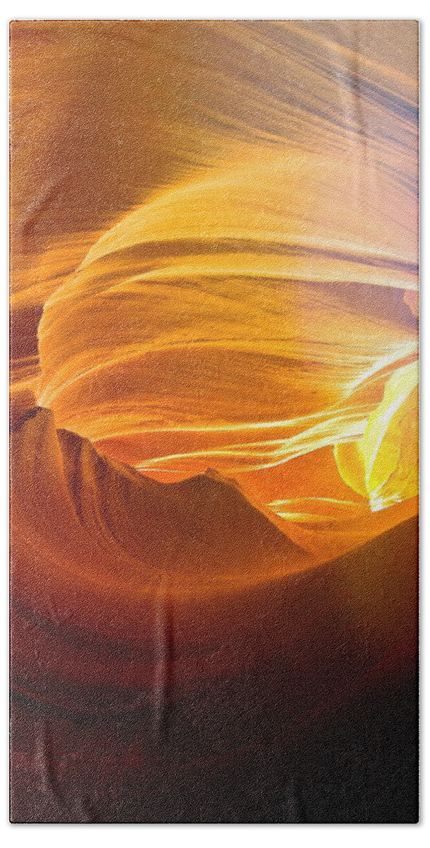 Antelope Canyon Hand Towel featuring the photograph Somewhere in America series - Gold Colors in Antelope Canyon by Lilia S