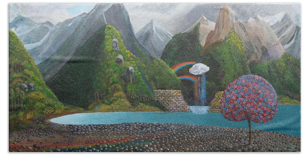 Hope Bath Towel featuring the painting Somewhere Over The Rainbow by Mindy Huntress