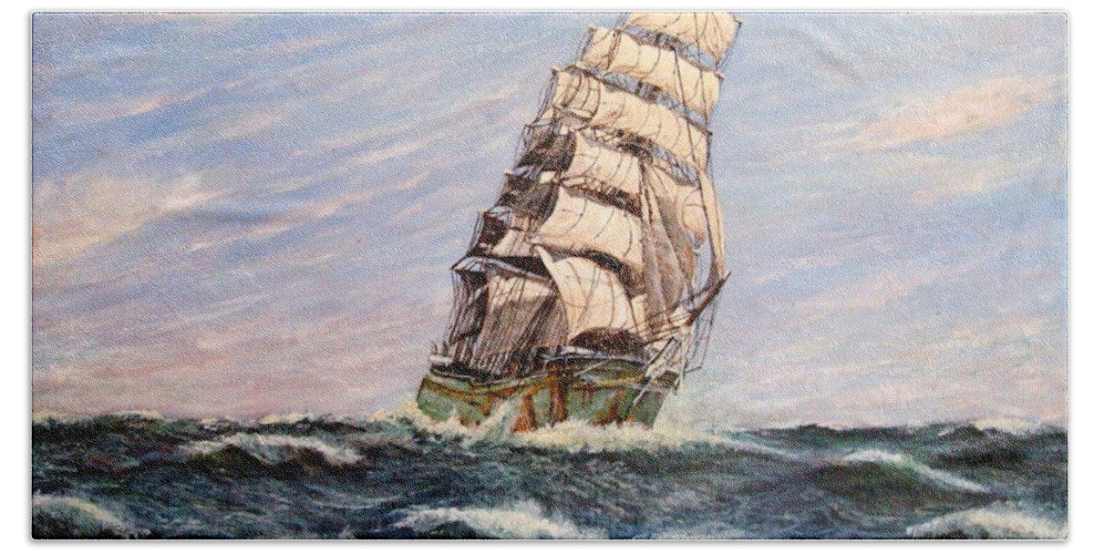 Ship Hand Towel featuring the painting Sophocles At Sea by Mackenzie Moulton