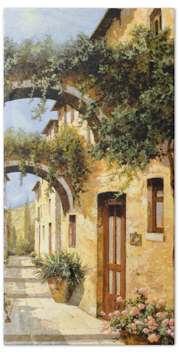 Arch Bath Sheet featuring the painting Sotto Gli Archi by Guido Borelli