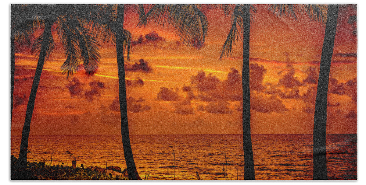 Colorful Sunrise #florida #louis Ferreira Photography #palm Trees #x-pro1 #florida Beach Sunrise #sunrise South Florida #deerfield Beach Fl #palm Trees Silhouette #louis Ferreira Photography # Hand Towel featuring the photograph South Florida by Louis Ferreira