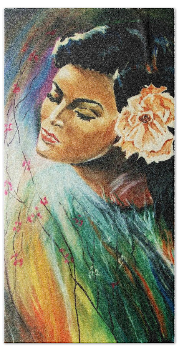 Portraits Bath Towel featuring the painting South Sea Flower by Al Brown