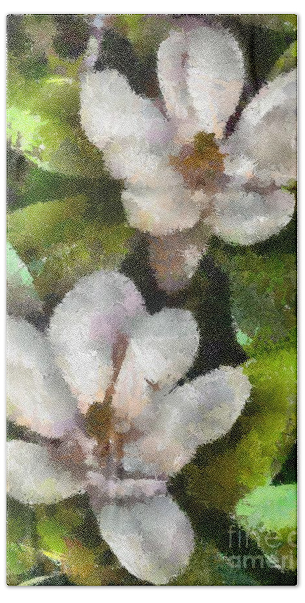 Digital Art Bath Towel featuring the painting Southern Magnolia by Dragica Micki Fortuna