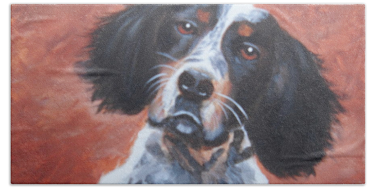Pets Bath Towel featuring the painting Spaniel by Kathie Camara