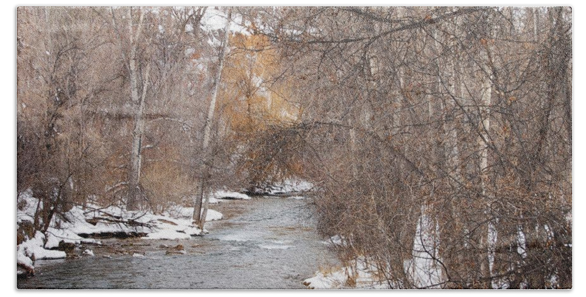 Dakota Bath Towel featuring the photograph Spearfish Creek in Winter by Greni Graph