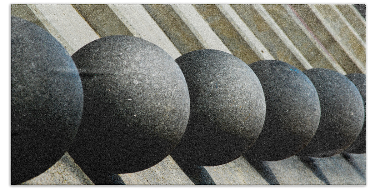 Abstract Bath Towel featuring the photograph Spheres and Steps by Christi Kraft