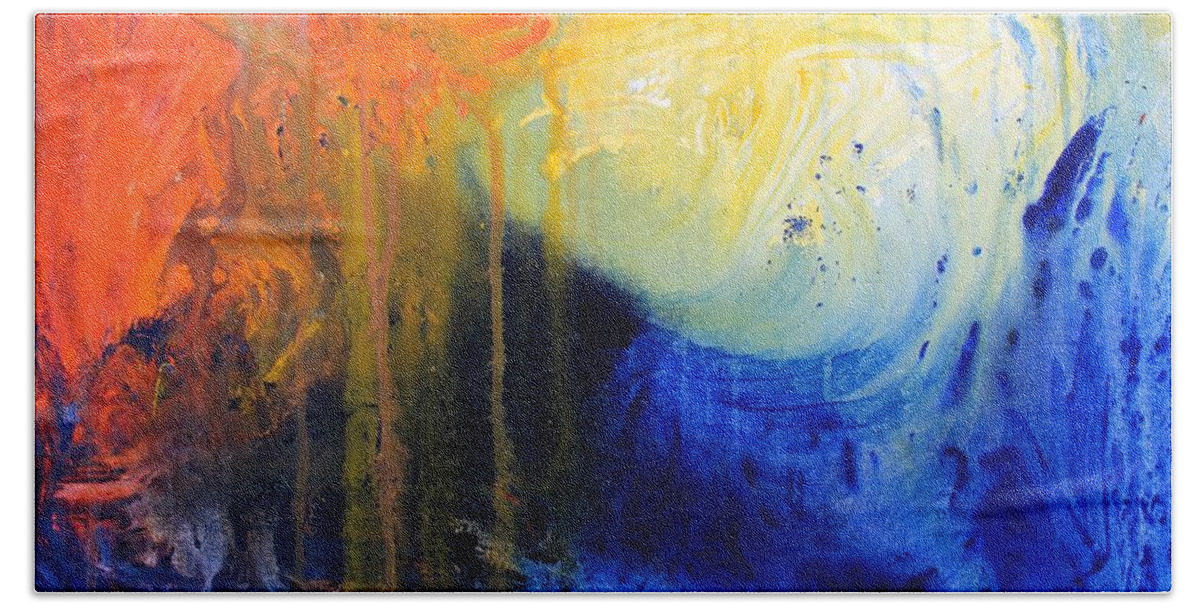 Awakening Bath Towel featuring the painting Spirit of Life - Abstract 7 by Kume Bryant