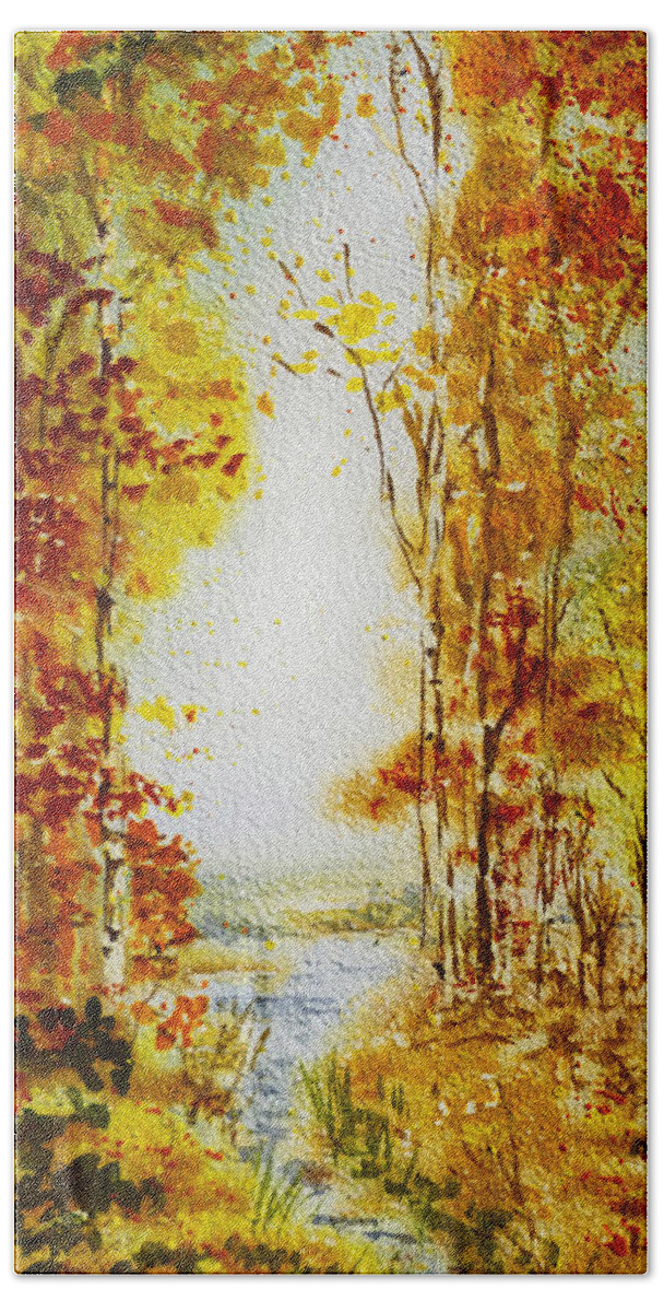 Fall Hand Towel featuring the painting Splash of Fall by Irina Sztukowski