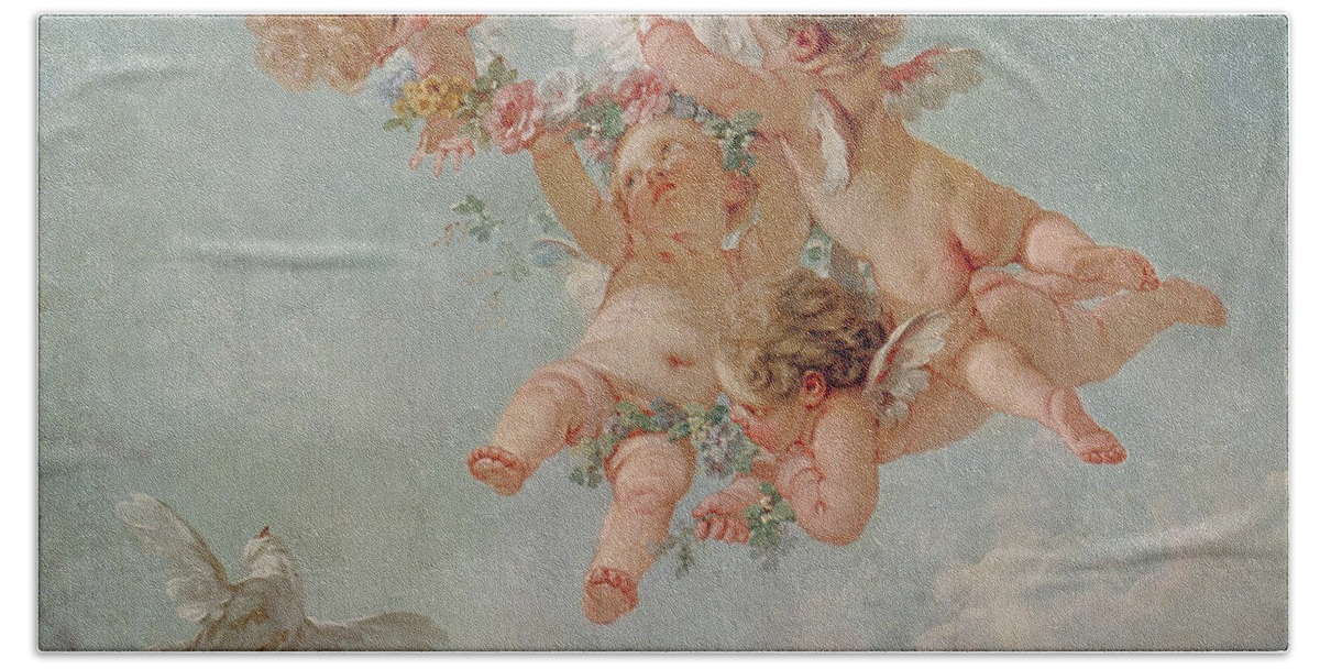 Spring Hand Towel featuring the painting Spring by Francois Boucher