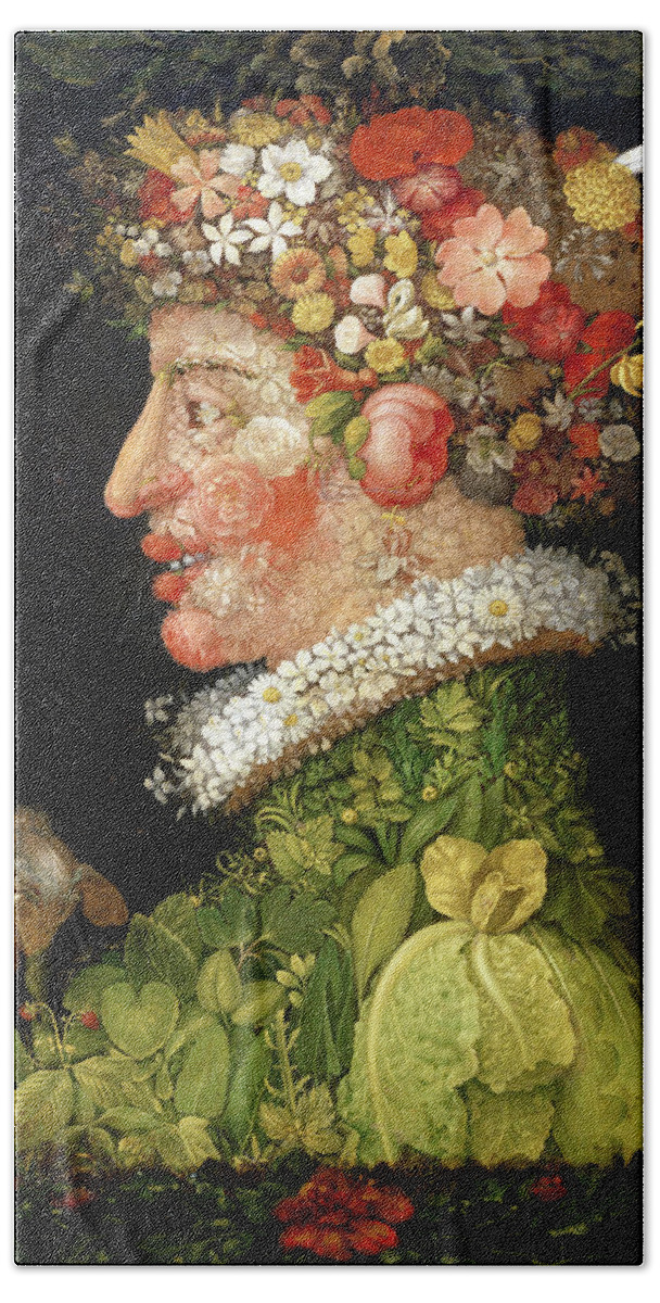 Arcimboldo Bath Sheet featuring the painting Spring, From A Series Depicting The Four Seasons by Giuseppe Arcimboldo
