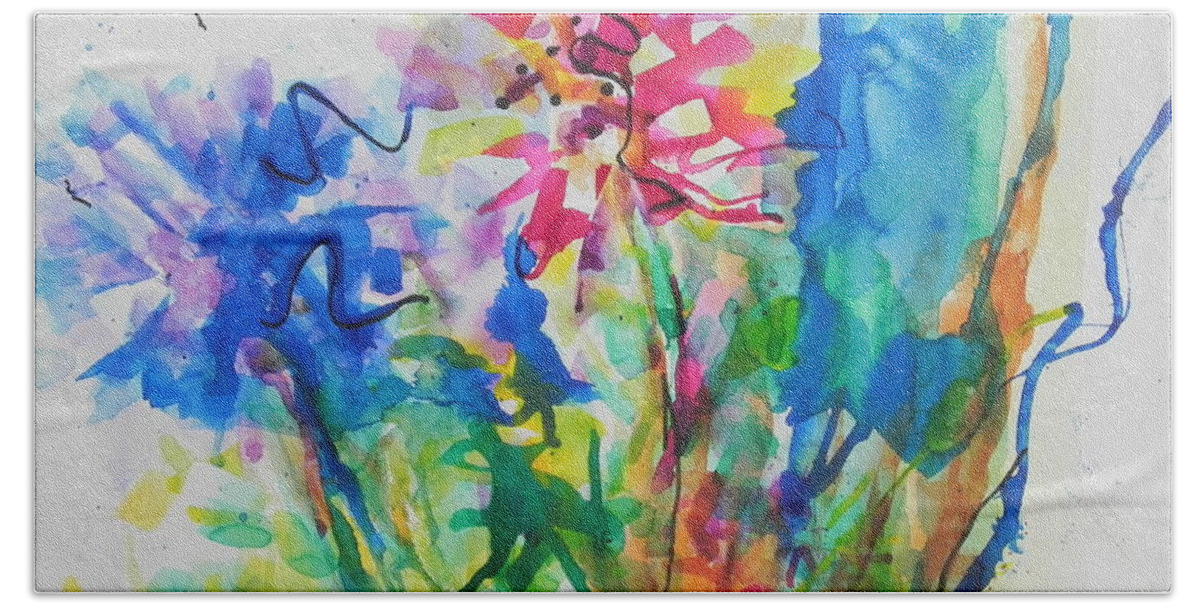Watercolor Painting Bath Towel featuring the painting Spring Is In The Air by Chrisann Ellis