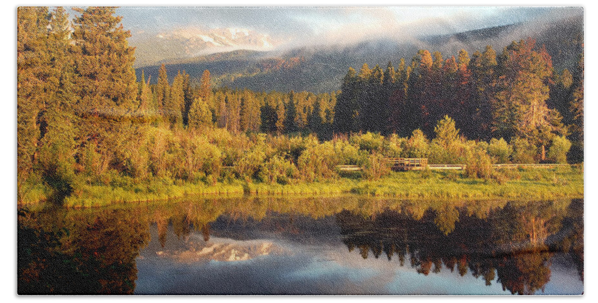 Estes Park Hand Towel featuring the photograph Spring Morning in the Rocky Mountain National Park by Gregory Ballos