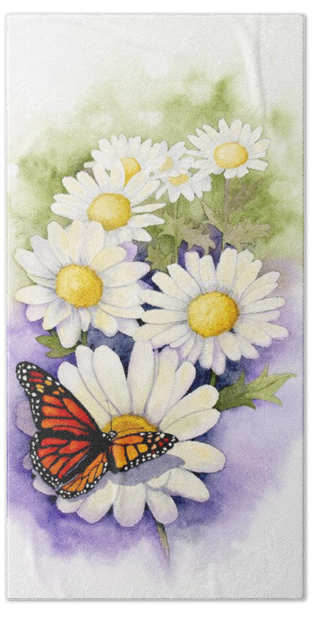 Watercolor Floral Hand Towel featuring the painting Springtime Daisies by Brett Winn