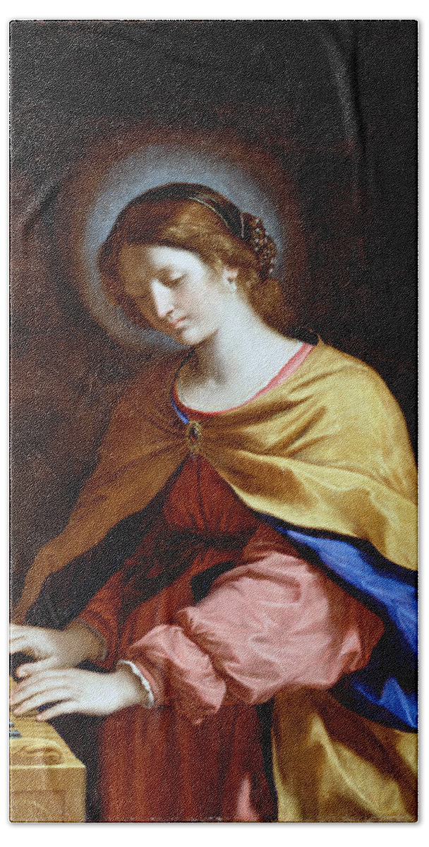 Guercino Hand Towel featuring the painting St Cecilia by Guercino