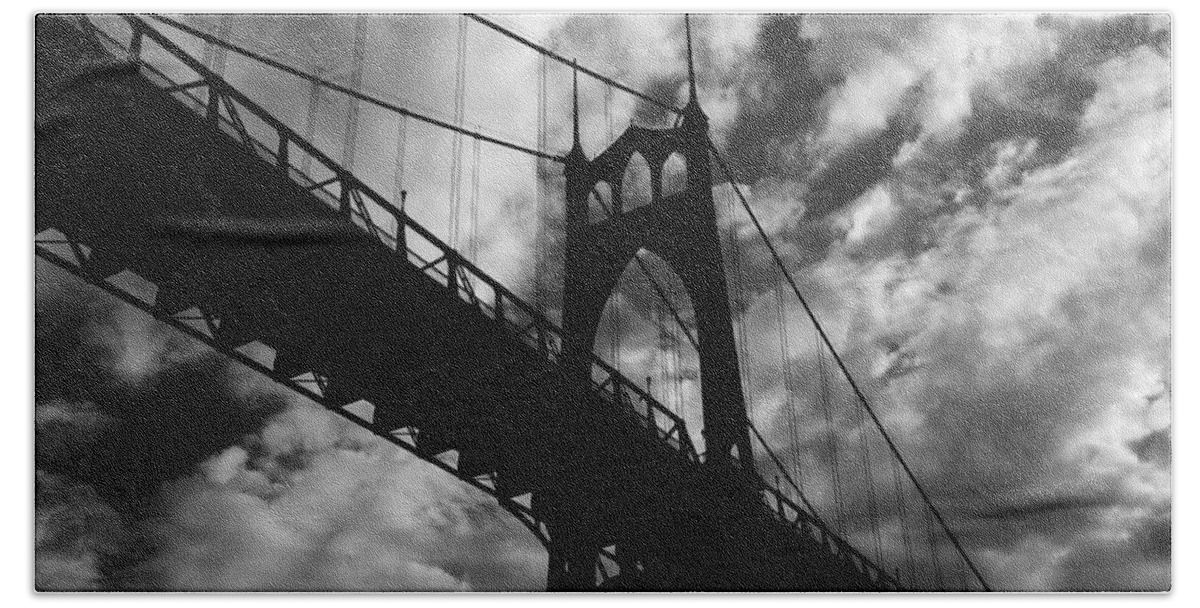 St Johns Bridge Hand Towel featuring the photograph St Johns Bridge by Wes and Dotty Weber