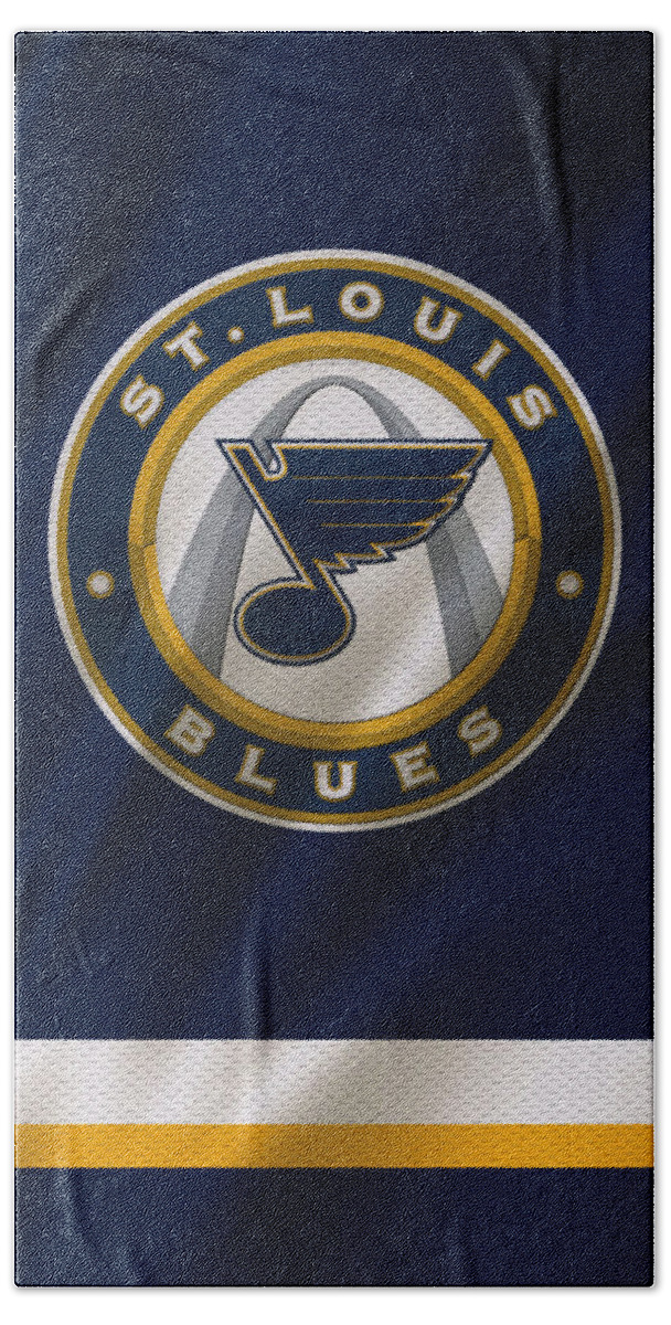 Blues Bath Sheet featuring the photograph St Louis Blues Uniform by Joe Hamilton