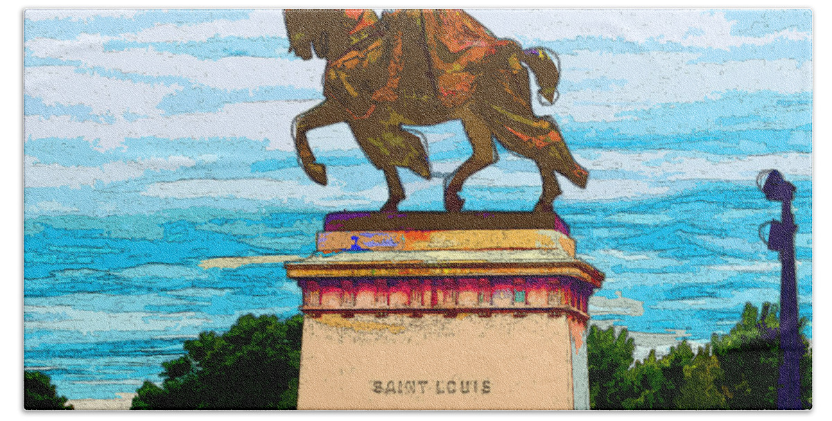 St. Louis Bath Towel featuring the photograph St. Louis Statue by C H Apperson