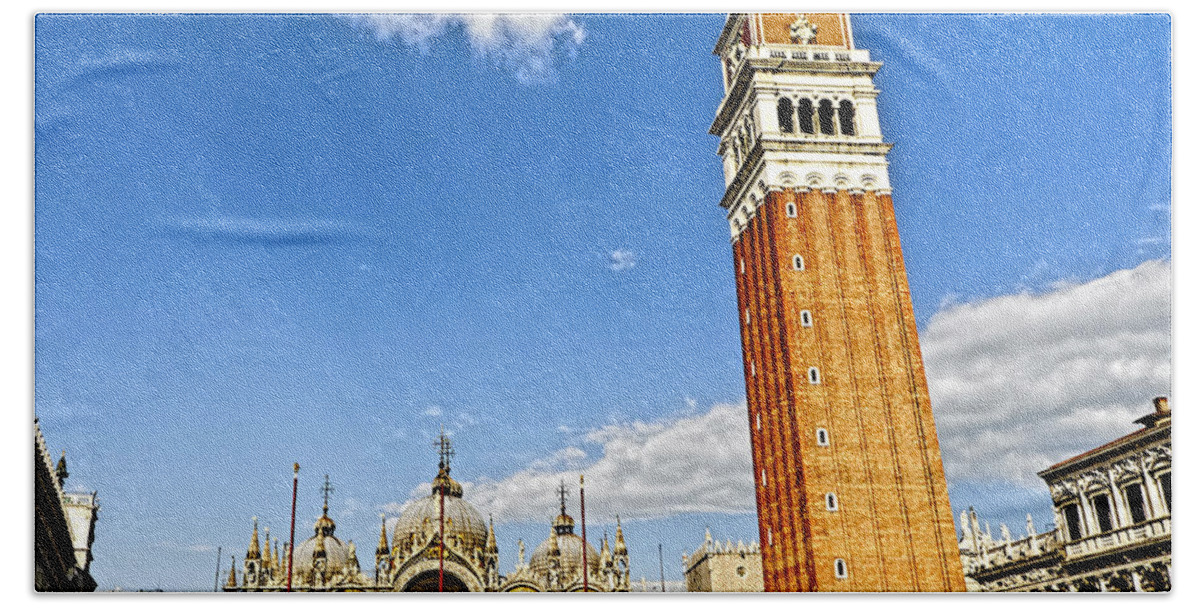 Venice Italy Bath Towel featuring the photograph St Marks Square - Venice Italy by Jon Berghoff