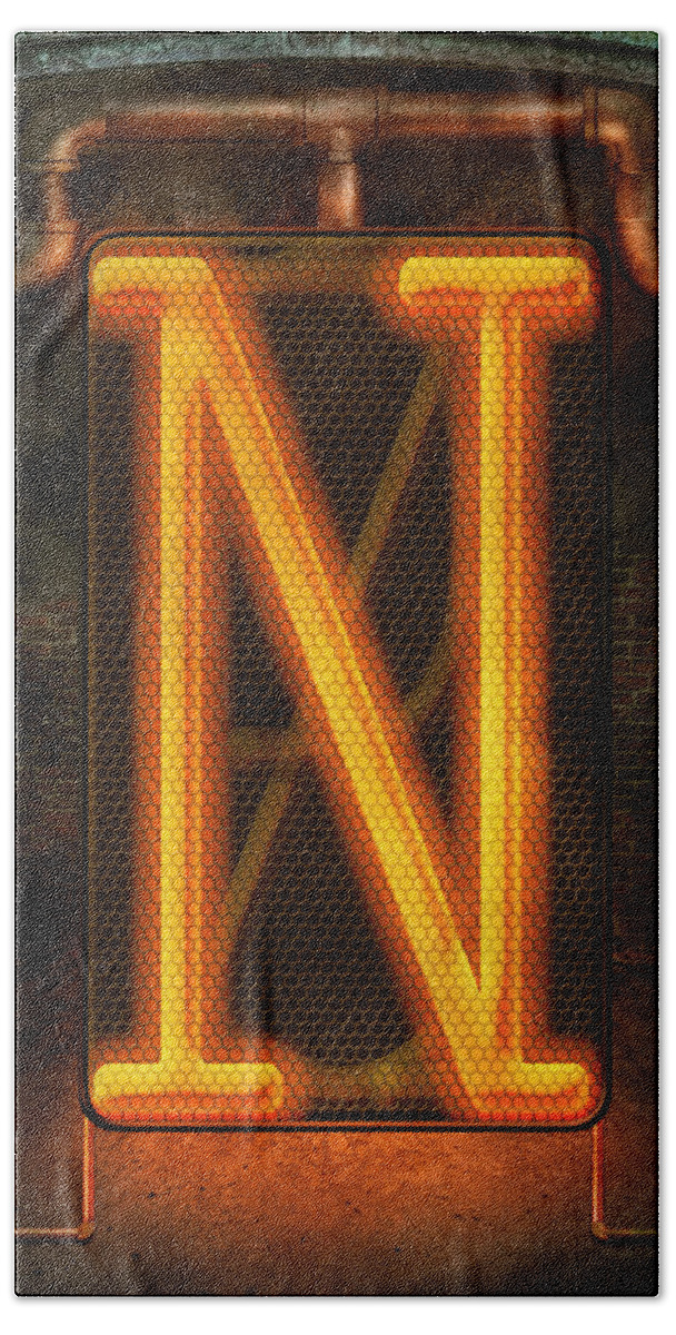 Self Bath Towel featuring the photograph Steampunk - Alphabet - N is for Nixie Tube by Mike Savad