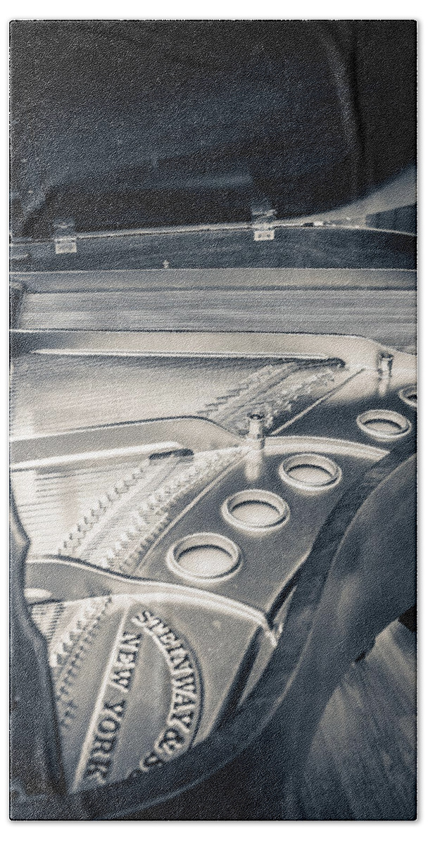 B&w Hand Towel featuring the photograph Steinway by Carrie Cole